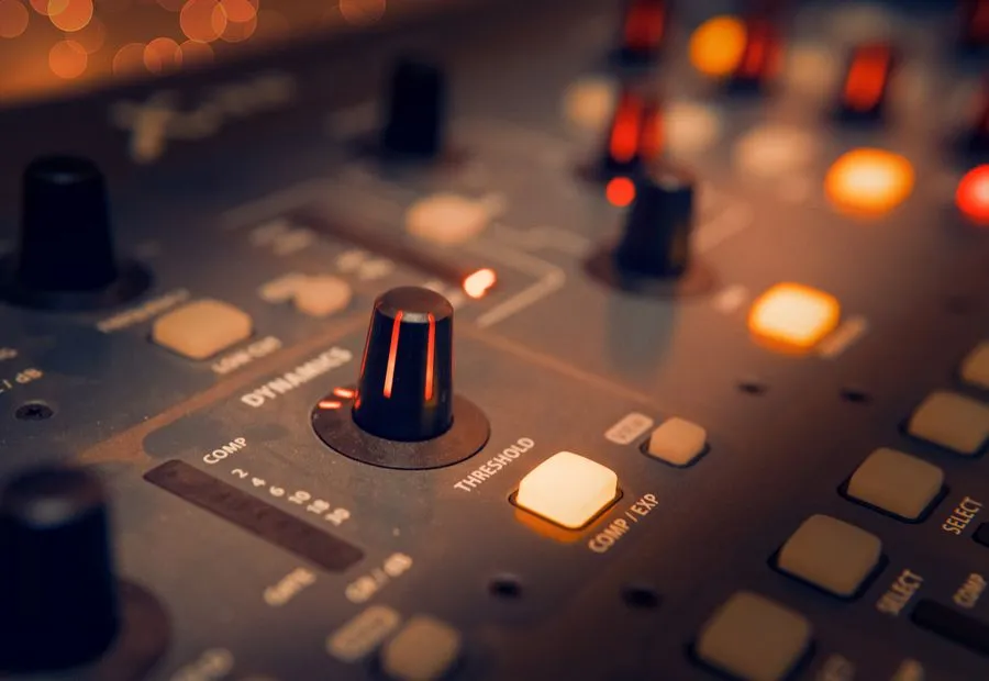 Nút điều khiển mixer âm thanh cận cảnh